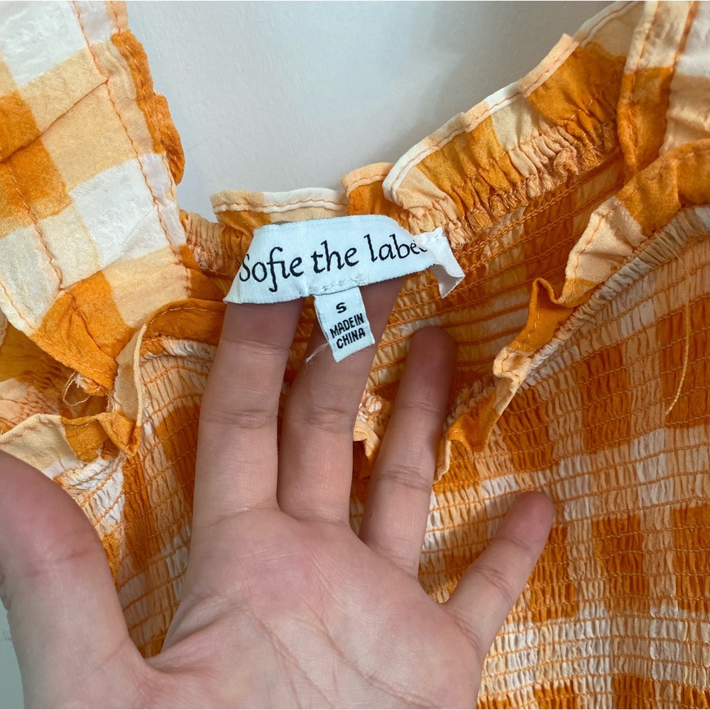 Sofie The Label Women’s Orange Checkered Tiered Sundress - Picture 5 of 8